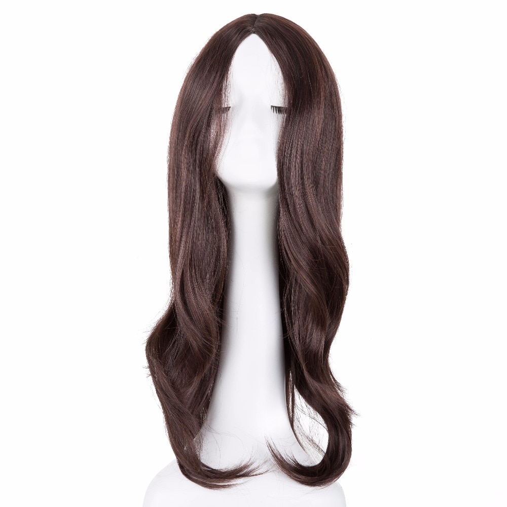 Fei Show Dark Brown Wig Synthetic Heat Resistant Fiber Long Wavy